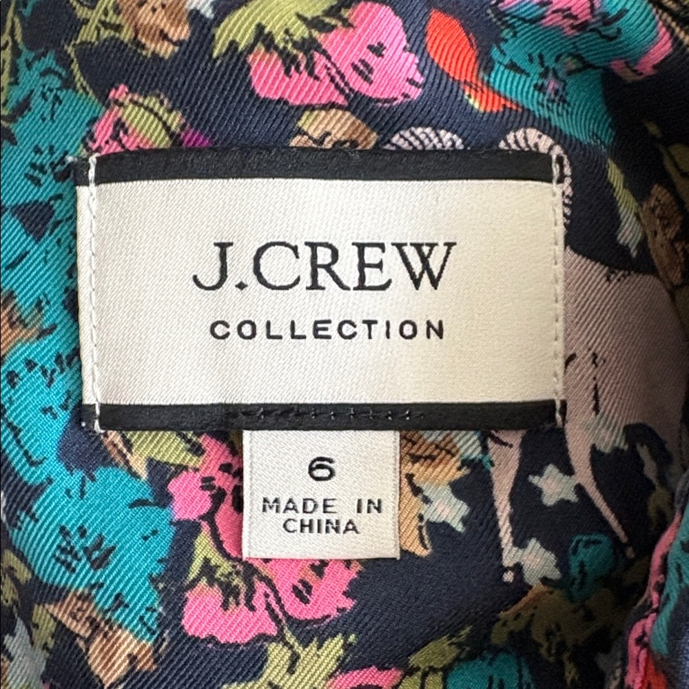 J. Crew Collection Grazing Goats 100% Silk Floral Button-Up Shirt Sz 6 Midsommar - Picture 9 of 10